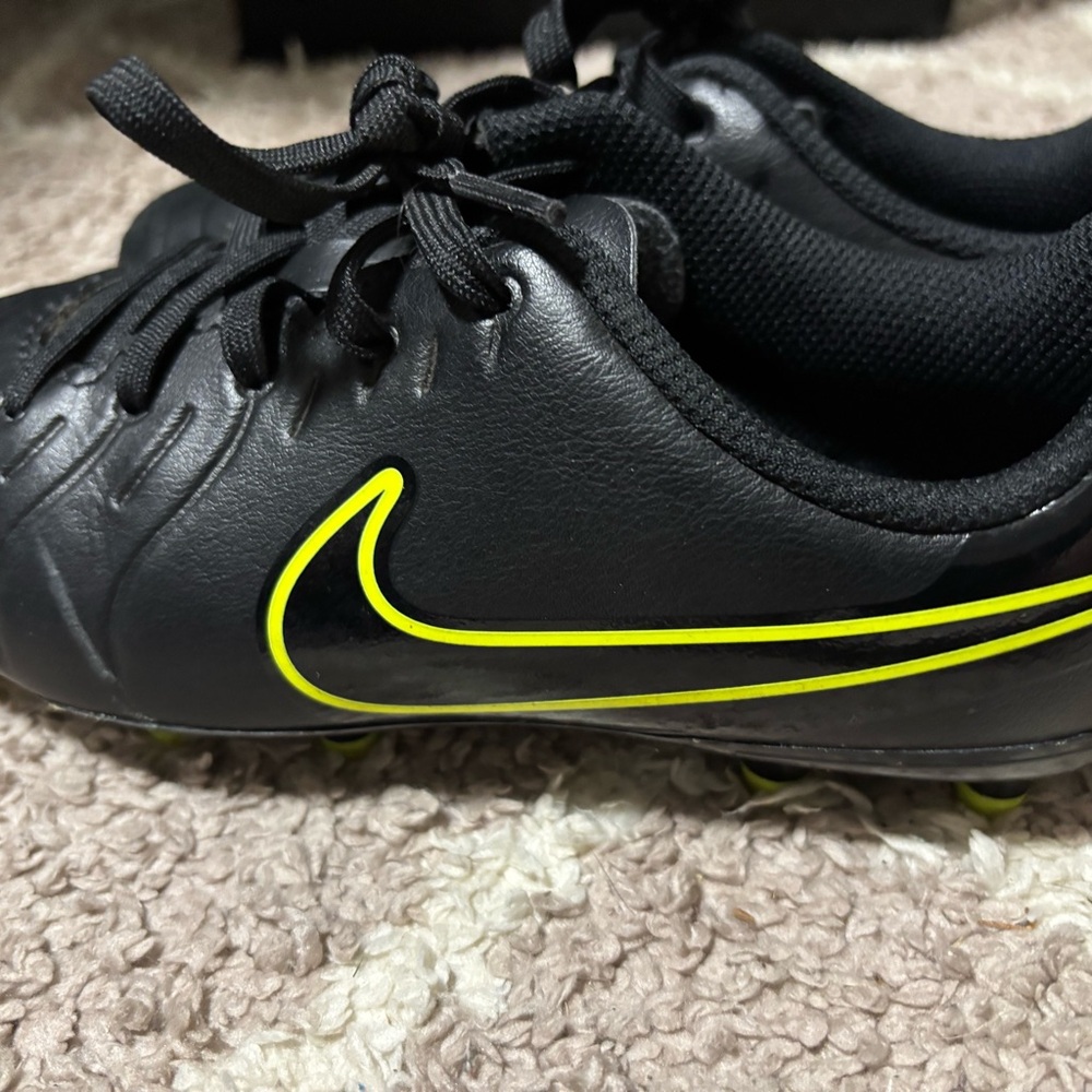 Nike Black Cleats with Neon Yellow Swoosh